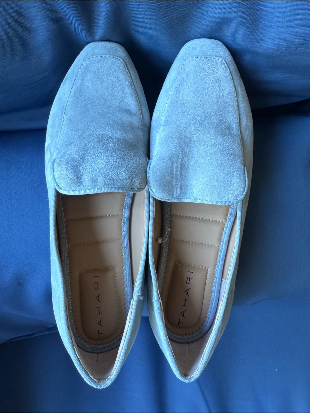 Tahari Light Blue Suede Loafers